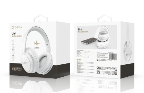 DEVIA Lite1 wireless headset packaging with specifications
