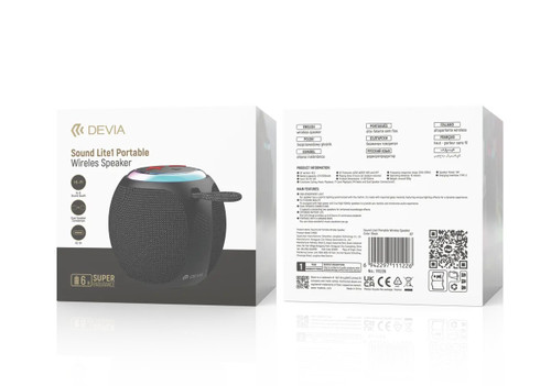 DEVIA Sound Lite1 speaker packaging with specifications