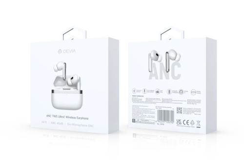 DEVIA ANC TWS Ultra1 packaging with product specifications