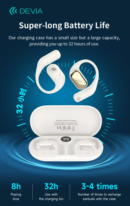 open-ear clip-on wireless earbuds with charging case
