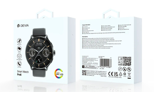 DEVIA Smart Watch Pro6 packaging with specifications