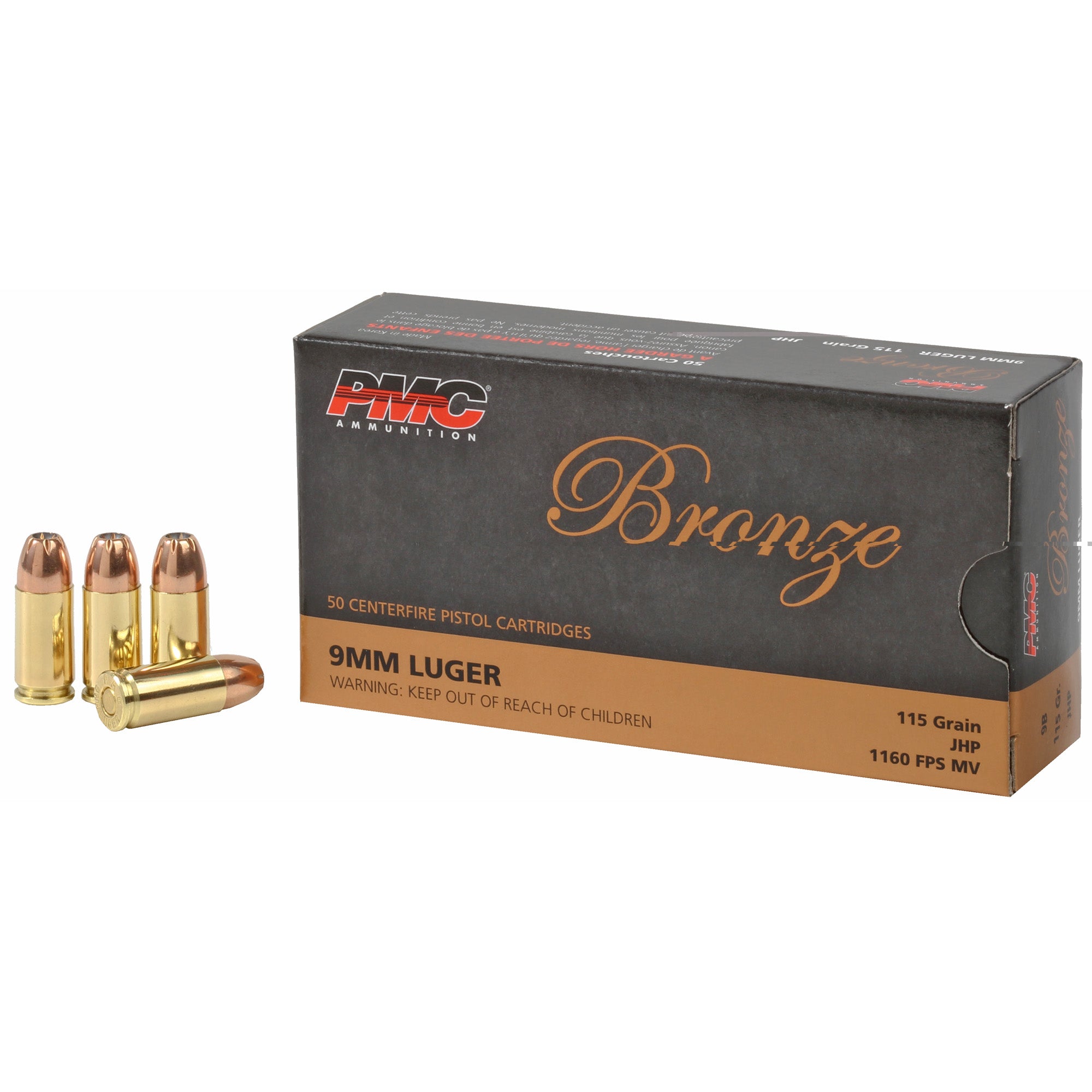  Ammunition Pmc Brnz 9mm 115gr Jhp 50 Rounds Ammo