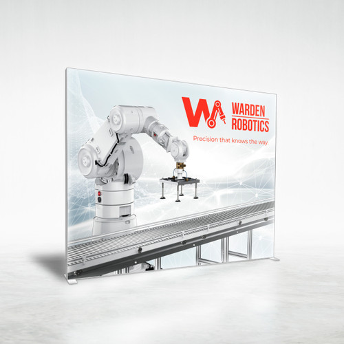 10ft Aurora backlit SEG display with custom printed graphic, left angled front view