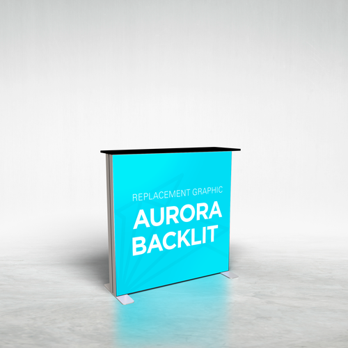 Aurora backlit counter replacement graphic on frame - angled