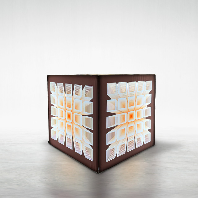 36 inch LED cube lightbox with custom SEG graphics