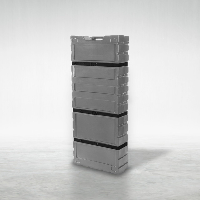 Case standing upright on a gray background