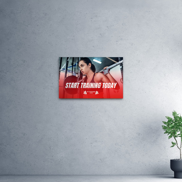 Horizontal 24" x 36" wall-mounted SEG frame on a neutral background with a plant for scale