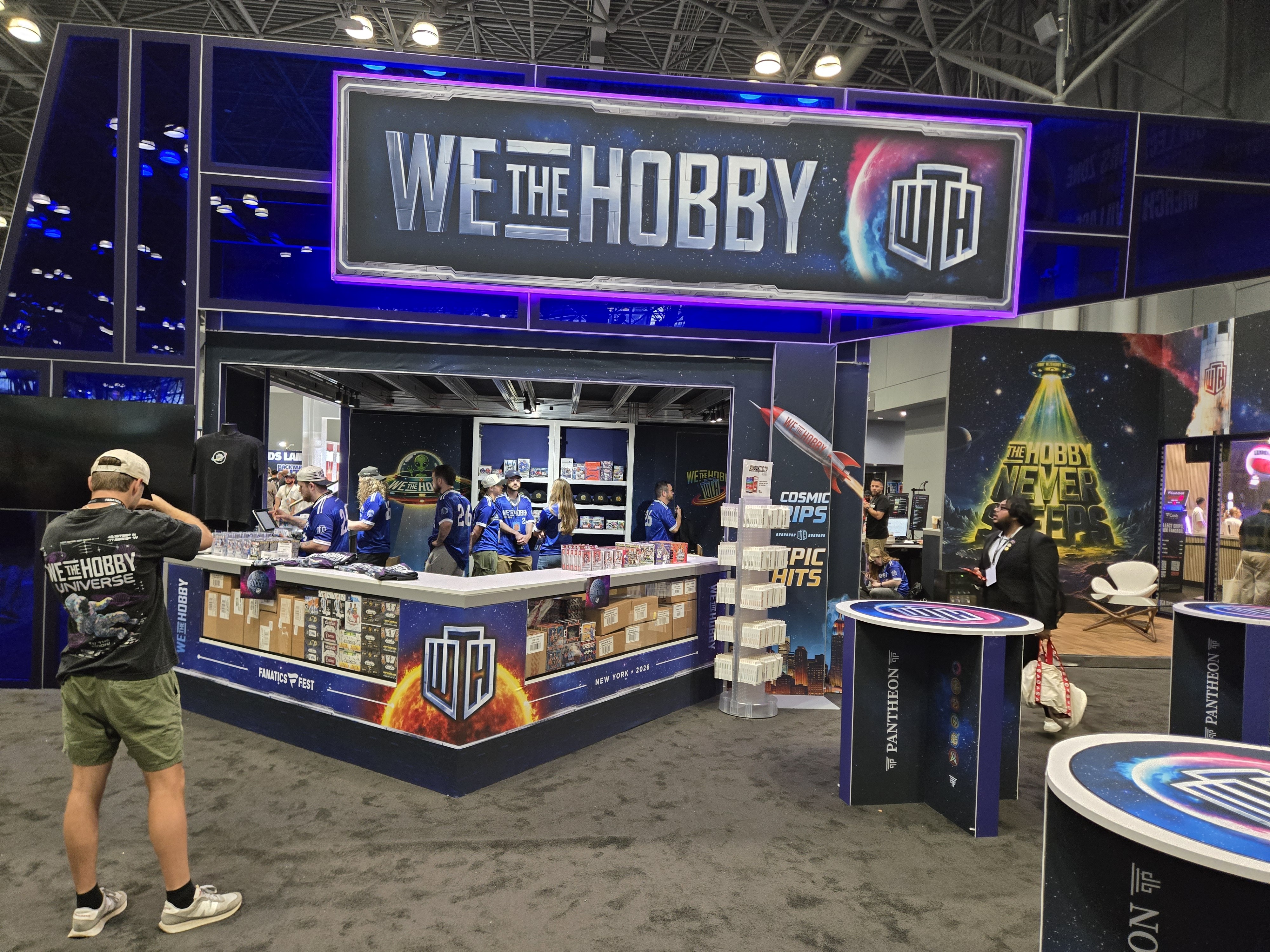WeTheHobby Fanatics Fest trade show booth wide angle showing full 50x50 layout