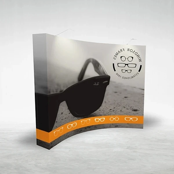 10ft curved pop up trade show display creating wraparound booth effect