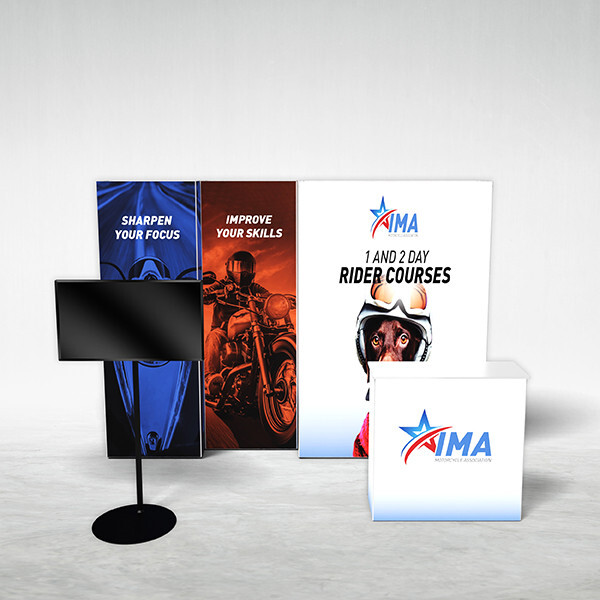 Premium 10ft Graffiti backlit trade show booth design with counter and banner stand