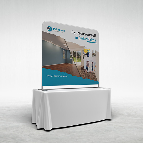 6ft Helium tabletop tension fabric trade show display on conference table