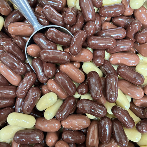 Licorice Bullets in Milk, Dark and Dark Chocolate.
The Treat Factory Licorice Bullets in Milk, Dark and Dark Chocolate.
The Treat Factory
