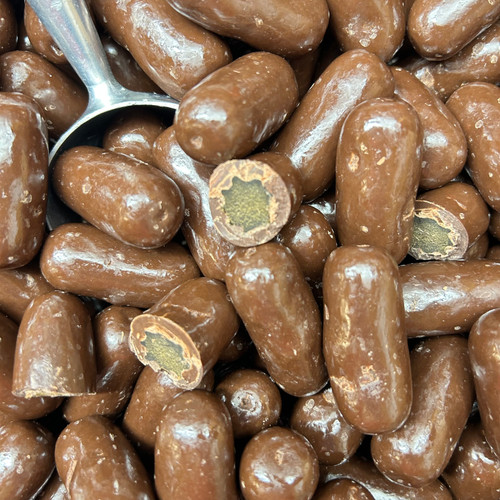 Licorice Jumbo Bullets in Milk Chocolate.
The Treat Factory.
