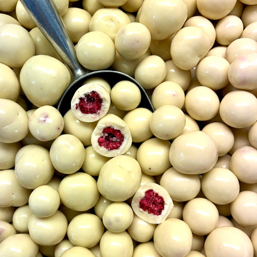 Raspberries Freeze Dried Whole Coated in White Chocolate - The Treat ...