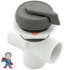 Waterfall or Neck Jet Control, Diverter Valve, WaterWay, 1" x 1" x 1", 3 Port, Top Mount, Vertical, Gray Complete