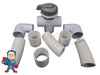 This Diverter Kit Includes the Diverter Valve, (3) 2" Couplers, (3) 6" Pieces of 2" Flex Pipe and (2) 2" Street Slip Ells. These are the components need to completely change this style of Diverter valve.. Note: There are some valves that have 1 1/2" pipe on one or more of the outlet sides in these cases you would need to purchase some 2" to 1 1/2" Bushings to convert down to 1 1/2"..