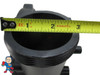 A 2" Threaded fitting measures about 3" edge to edge on the suction or pressure side..