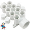 Manifold, 3/4" Slip, 8 Port, Flow Thru, 1-1/2" Slip x 1-1/2" Spigot/Street