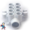 Manifold, 3/4" Slip, 8 Port, Flow Thru, 1-1/2" Slip x 1-1/2" Spigot/Street