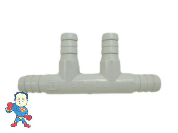 4 Way Tee Barb Coupler 3/8" Barb x 3/8" Barb with (2) 3/8" Barb