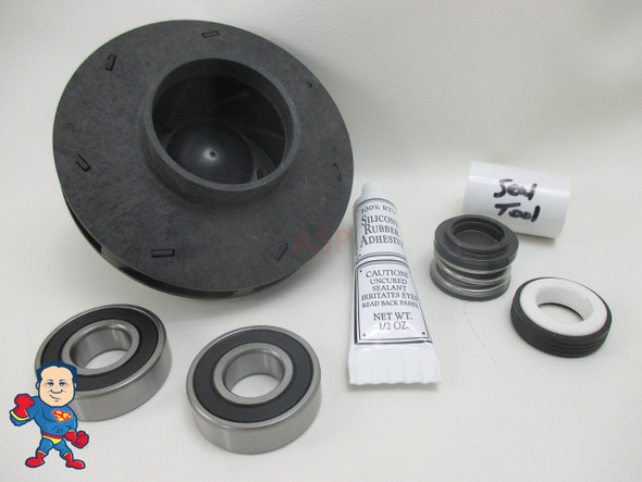 Impeller & Seal (2) Bearing Kit Aqua-Flo XP2 4.0 HP 2 1/8" Eye with 1/2" Vane Width 4 1/2" OD 230V 14Amp