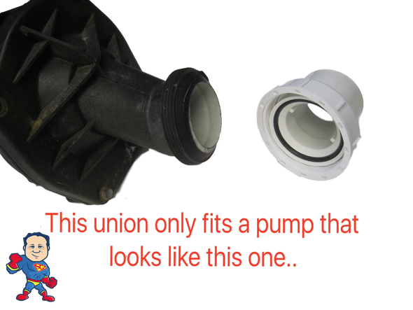 NOTE: This is a very Rare Pump union so if your pump does not have a beveled surface that the union screws to and it is flat this is not the correct one.. Look for a 2" Pump Union that measures almost the same as this one..