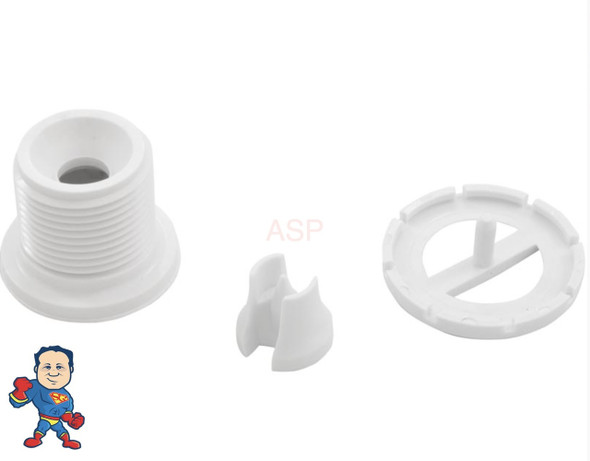 Jet Internal, Pentair Euro, 1-1/2" face diameter, Swirl,with Wall Fitting, White