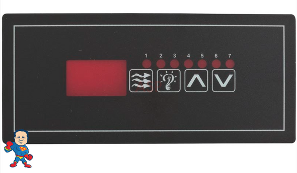 Overlay, Hydro-Quip, Eco 5, (4) Button, (1) Pump, Light, Small Rectangle, 6100, 9100