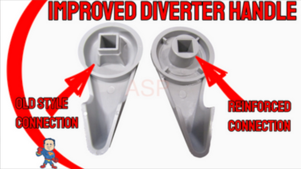 Spa Hot Tub Diverter Reinforced Handle Knob 4" Long 2" Wide Gray How To Video - Make sure to verify the difference between the new design (reinforced) and the old design (not reinforced).