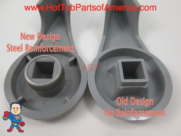 Spa Hot Tub Diverter Reinforced Handle Knob 4" Long 2" Wide Gray How To Video - Make sure to verify the difference between the new design (reinforced) and the old design (not reinforced).