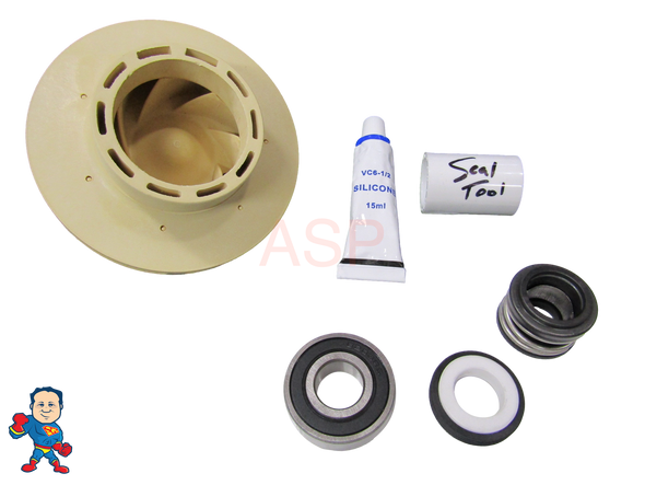 Spa Hot Tub Pump 2.5HP Impeller (1) Bearing & Seal Kit May 2009+ Jacuzzi® Premium or Sundance® Video How To