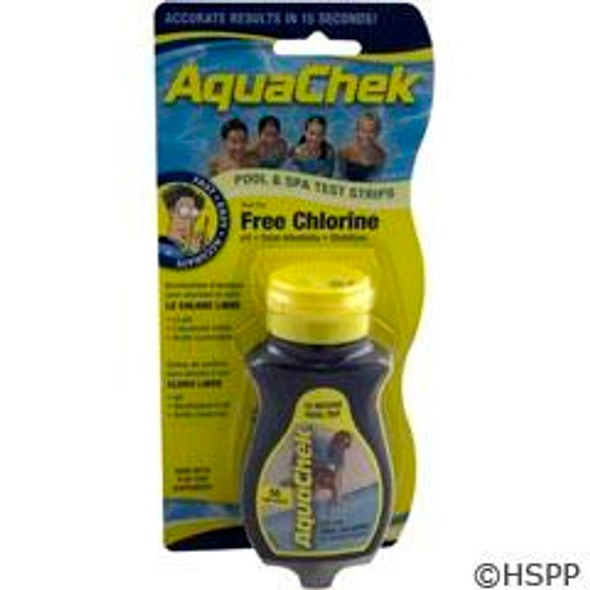 Test Strips, AquaChek Yellow, 4-in-1, Free Chlorine, 50 ct