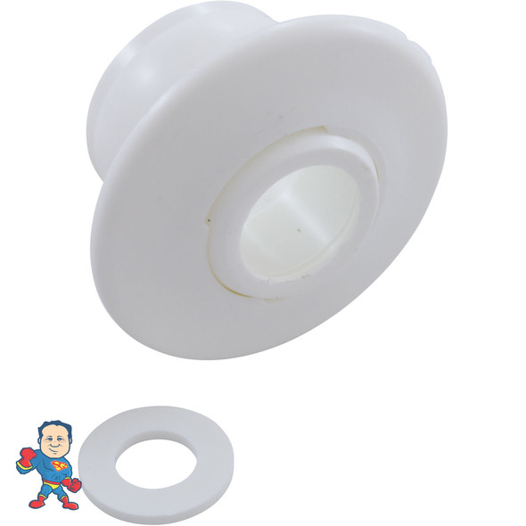Garden Tub, Eyeball Fitting, Waterway Self Align, 1-1/2"Insider, 2-1/2"face diameter, White