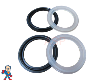 Set of (4) Hot Tub Spa 2" Heater or Pump Union Gasket Combo (2) 2 1/2" Lip & (2) 2 5/8" Lip Gasket
