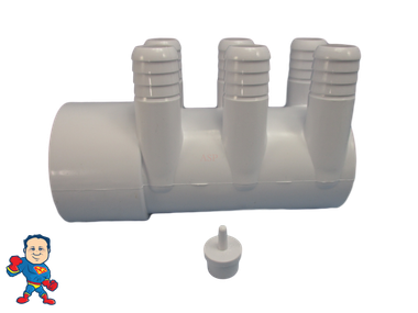 The manifold featured in this kit is Closed on one end the other end receives a 2" Pipe or fitting that would measure 2 3/8" OD..
