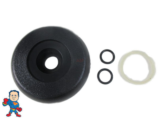 Dynasty Black 1" Waterfall or Neck Jet Diverter Valve and Orings Cap Spa Hot Tub Measures  3 11/16"