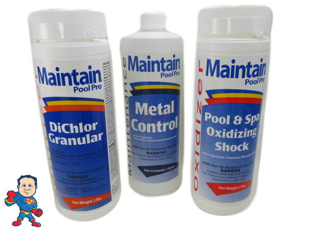 Spa Guy Chemical Kit Chlorine, Metal Control and Non Chlorine Shock..