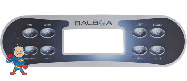 Balboa E8 ML700 8-Button Topside Overlay - 2 Pumps, Blower, Light, Temp, Time, Mode/Prog Controls