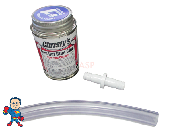 Connect Kit, Glue Kit, 3/8" Tubing, 1/2" OD,  6" length for Air Systems or Jet Body Air Connections