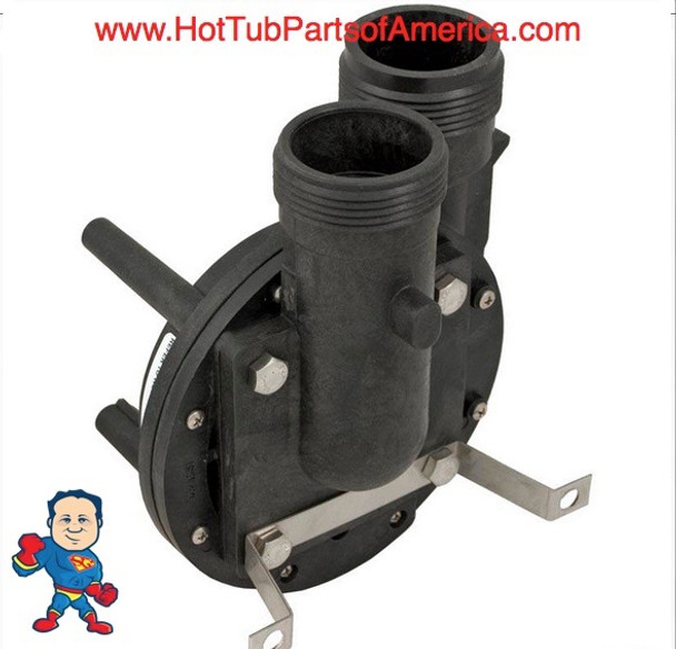 Wet End, Aqua-Flo, FMVP, 1.0HP, 1-1/2", 48 frame, 10-11A/115v Verticle Mount Pump
The Suction and Pressure sides both Measure about 2-3/8" Across the threads and is called 1 ½”!
Also the suction side of this wet end can be used in any position you simply unscrew the four bolts in the front and turn it and tighten the bolts back in and you are done...