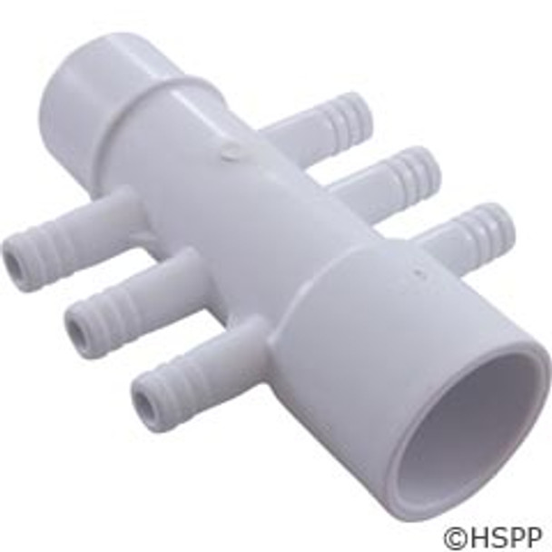 Manifold, 3/8"b, 6 Port, Flow Thru, 1"s x 1"spg