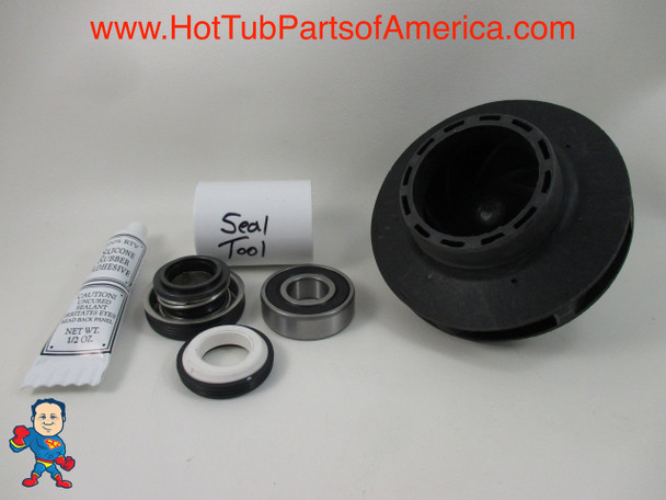 Spa Hot Tub Pump 2HP Impeller Bearing Seal Kit LX200 LP200 Intertek 56 WUA Video How To