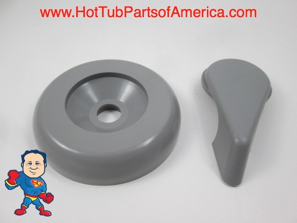Spa Hot Tub Diverter Reinforced Handle Cap 3 5/8" Gray Smooth Universal Hot Tub