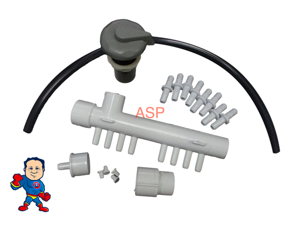 Air Manifold 9 barb Valve Kit Gray New 1" Spa Hot Tub Universal How To Video