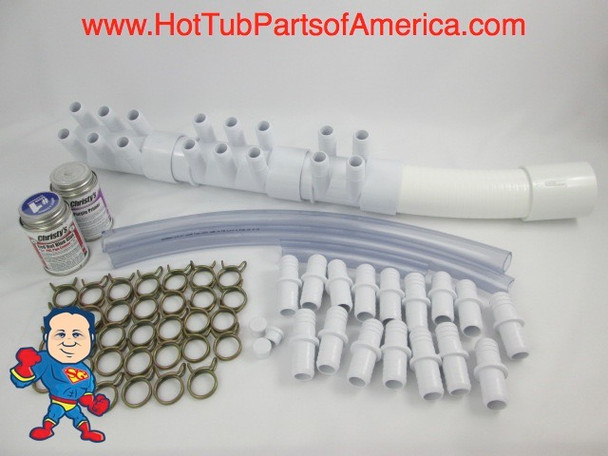 Manifold Hot Tub Spa Part (16) 3/4" Outlets Glue and Coupler Kit Video How To