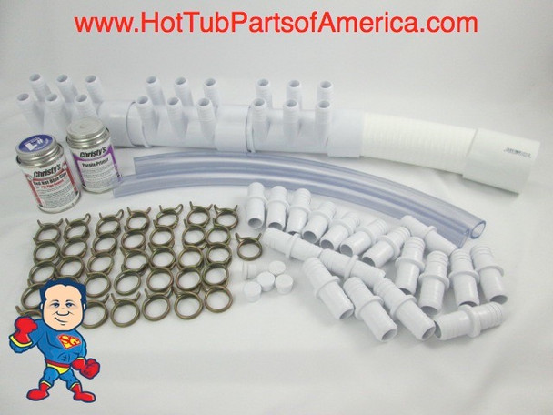 Manifold Hot Tub Spa Part 18 3/4" Outlets Glue and Coupler Kit Video How To