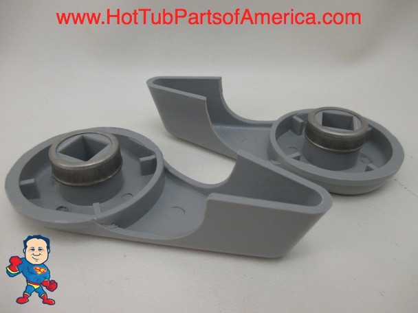 Set of (2) Spa Hot Tub Diverter Reinforced Handle Knob 4" Long 2" Wide Gray How To Video