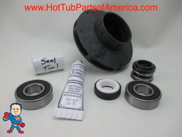 Impeller & Seal (2) Bearing Kit Aqua-Flo XP2 1.5 HP 2 1/8" Eye with 5/16" Vane Width 4" OD