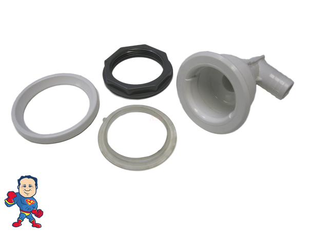 Jet Body Kit, Pentair, Cyclone Micro, Air 3/8" Barb x Water 3/4" Barb, Body, Nut, Gasket & Ring