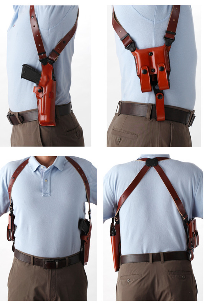 Premium VERTICAL Leather Shoulder Holster Set